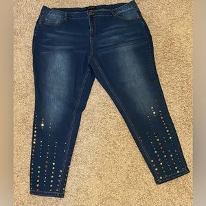 Ashley Stewart jeans with crystal detail at bottom NWT